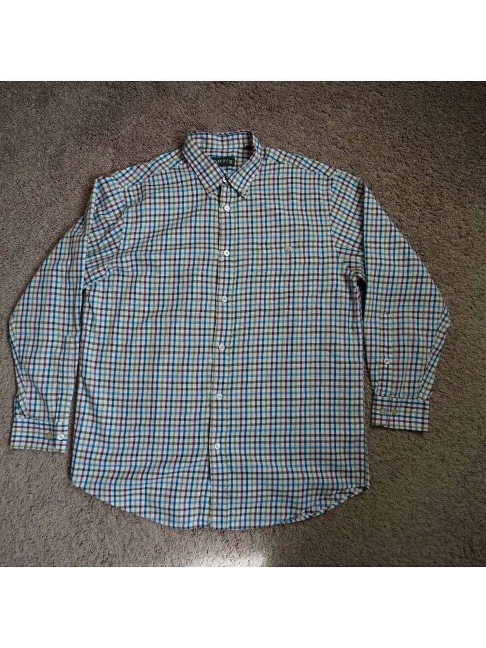 Orvis Button Up Shirt Mens Large Multicolor Plaid Classic Long Sleeve Cotton - Picture 1 of 9